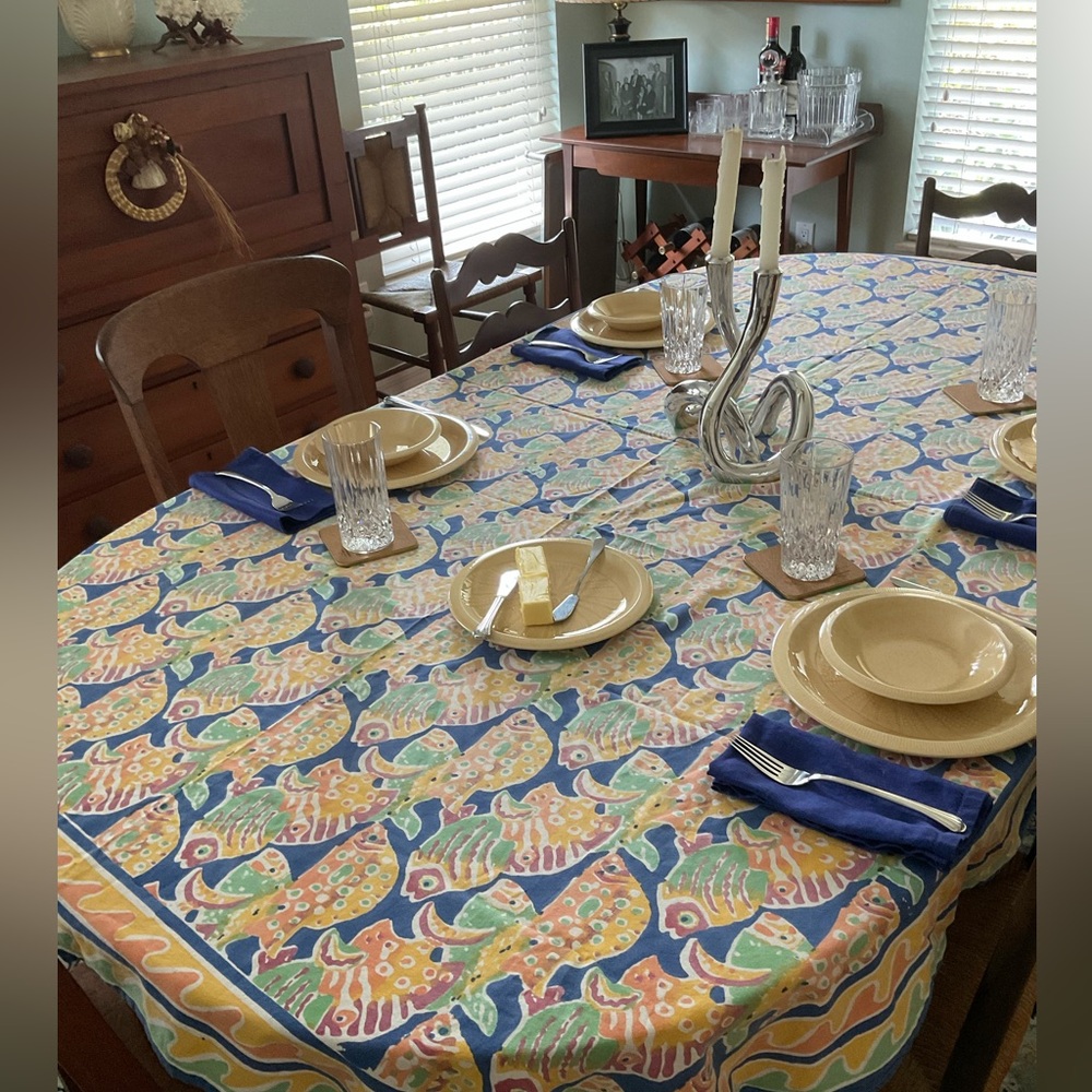 Pomegranate hand block printed Tablecloth